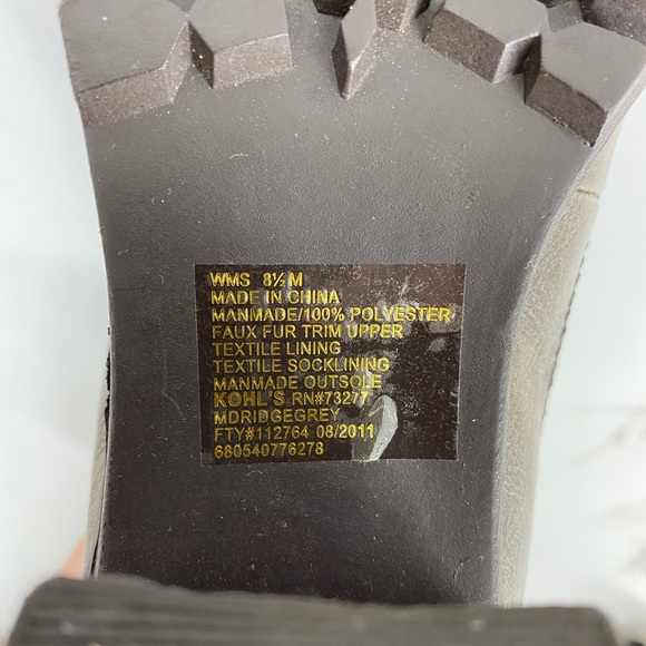 MUDD Ridge Grey Fur Trim Chunky Heel Lug Sole Ankle Boots - Picture 5 of 9